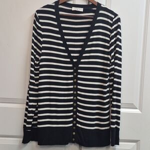 Zenana Women's Striped Snap-Button Cardigan Sweater, Size XL, Casual Minimalist